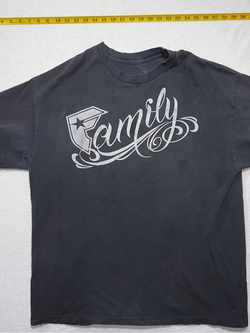 Famous Stars & Straps Black Tee with Silver 'Family' Graphic